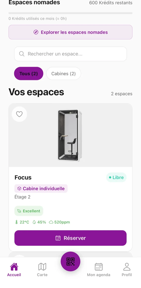App K-work : Vos espaces